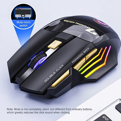 IMICE GW-X7 Wireless Gaming Mouse – Dual Mode 2.4G & Bluetooth, 3200 DPI, Rechargeable, 7-Button Silent Mouse with RGB Breathing LED