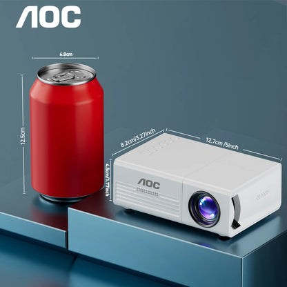 AOC Mini Projector – Full HD 1080P Portable WiFi & Bluetooth Home Theater Projector with HDMI & USB