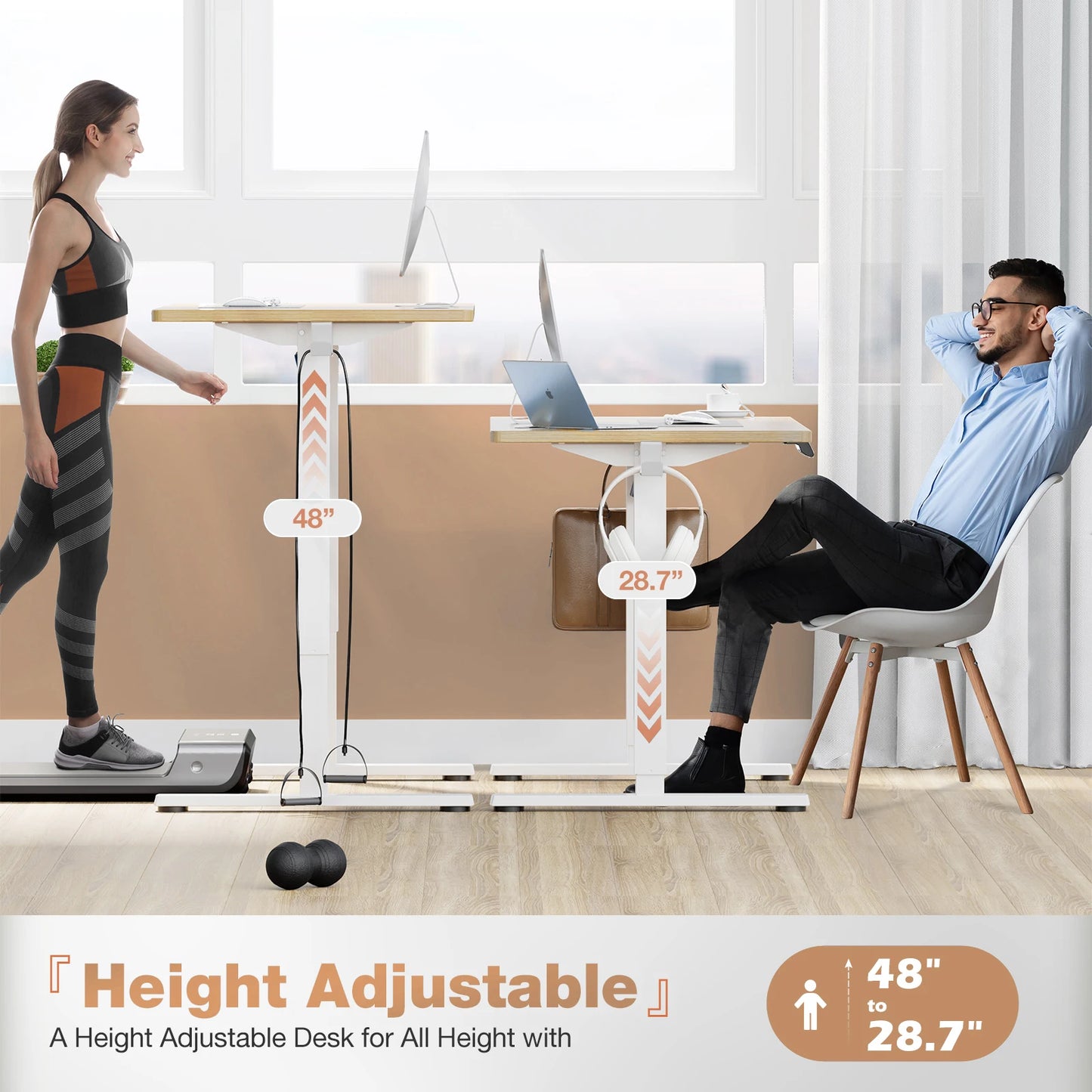 JHK Electric Standing Desk 40x24 Inch – Height Adjustable Sit-Stand Computer Desk, Ergonomic Workstation for smart Office