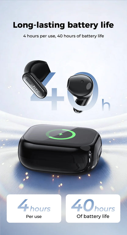 HTC NE68 Wireless Bluetooth Earbuds with HD Audio, 30-Hour Battery & Multi-Language Support