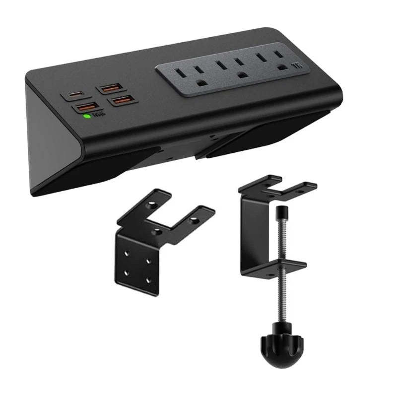 abletop Surge Protector with USB-C & 3 AC Outlets – Desk Edge Mount Power Strip for smart Office