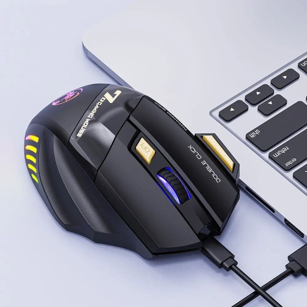 IMICE GW-X7 Wireless Gaming Mouse – Dual Mode 2.4G & Bluetooth, 3200 DPI, Rechargeable, 7-Button Silent Mouse with RGB Breathing LED