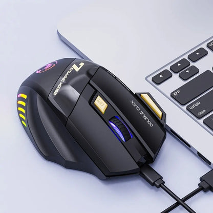IMICE GW-X7 Wireless Gaming Mouse – Dual Mode 2.4G & Bluetooth, 3200 DPI, Rechargeable, 7-Button Silent Mouse with RGB Breathing LED