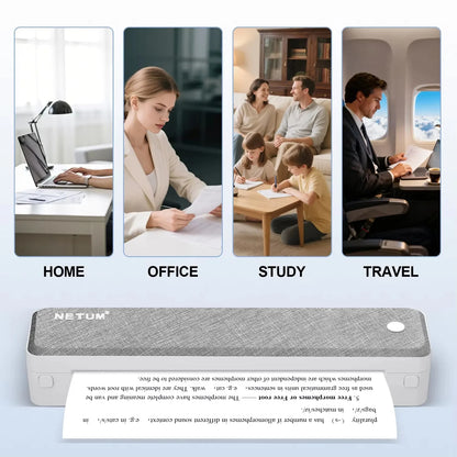 LT-P10 A4 Portable Thermal Printer – Bluetooth Inkless Business Travel Printer with Rechargeable Battery