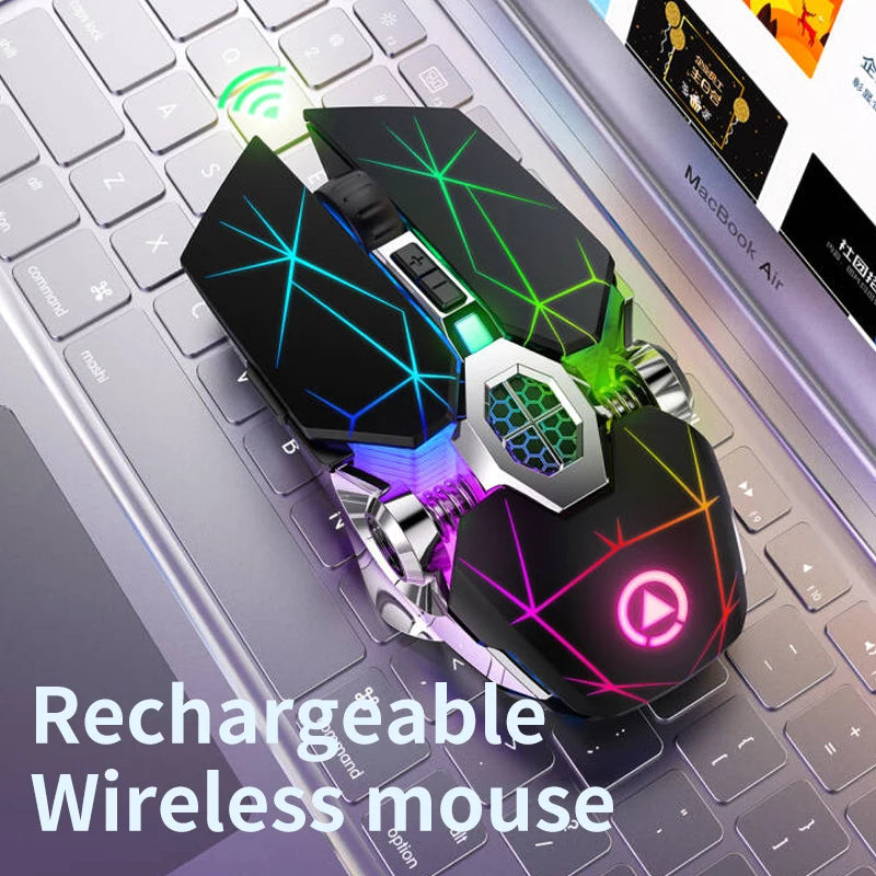 2.4G Rechargeable Wireless Mouse – Silent 6D Optical Mouse with 1600 DPI for MacBook, PC & Laptop