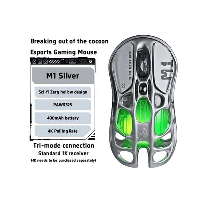 GravaStar M1/M2 Wireless Gaming Mouse – PAW3395 Sensor, 4K Polling, 26000 DPI, Magnesium Alloy Ultra-Light RGB Mouse