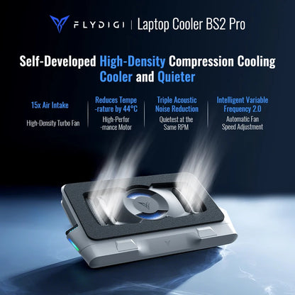 ❄️ Flydigi BS2 Pro Laptop Cooler | Overclocking Air Pressure Cooling | Dual Noise Reduction | Smart Variable Speed 💨