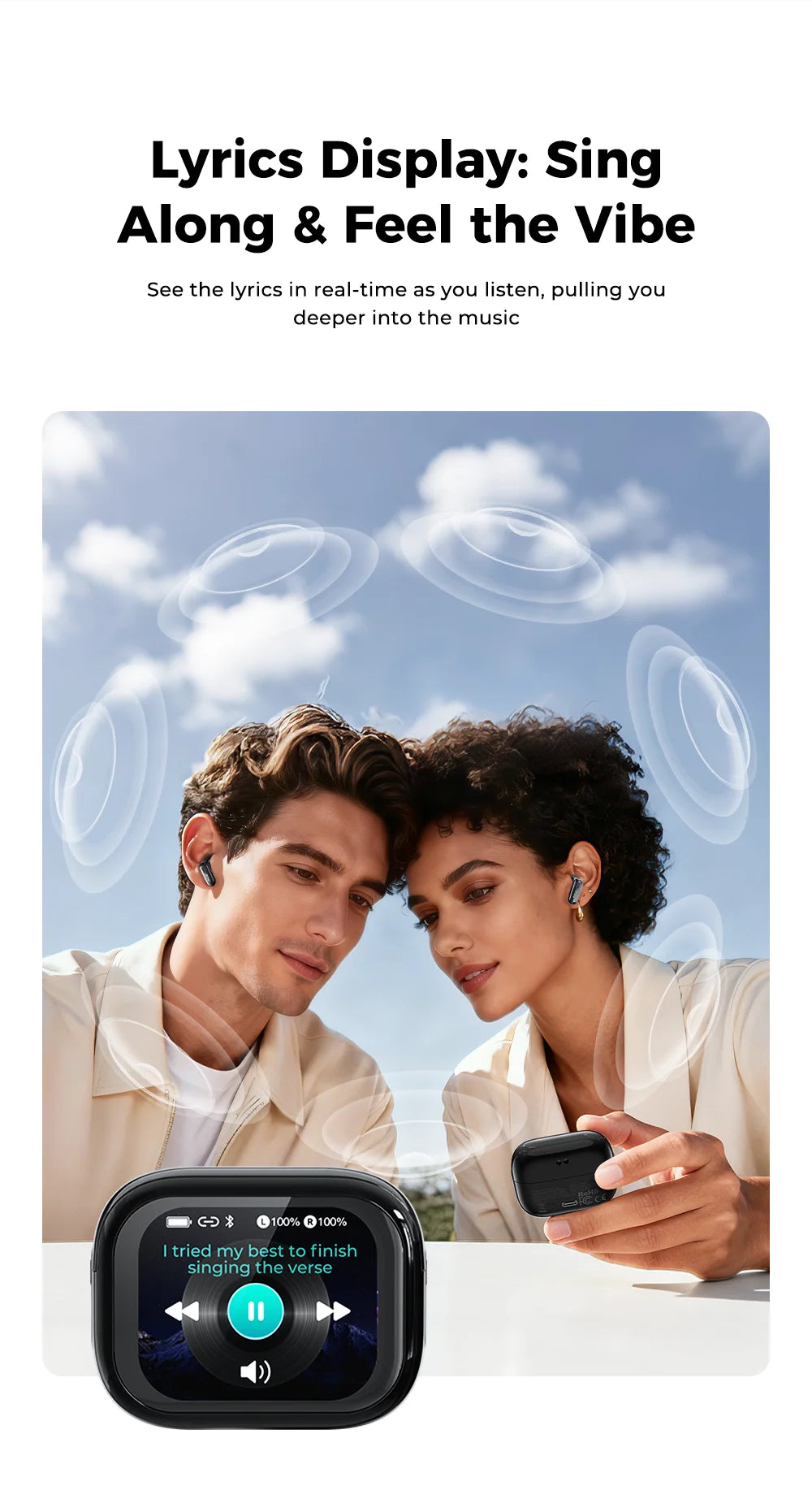HTC NE68 Wireless Bluetooth Earbuds with HD Audio, 30-Hour Battery & Multi-Language Support