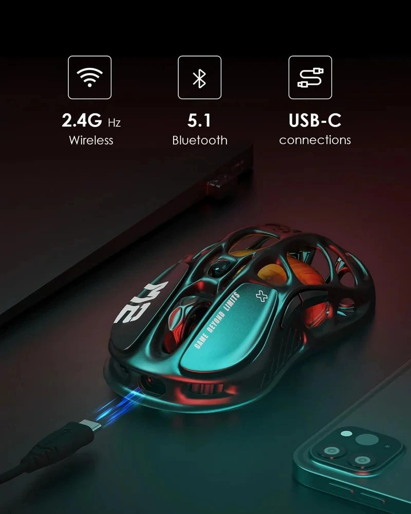 GravaStar M1/M2 Wireless Gaming Mouse – PAW3395 Sensor, 4K Polling, 26000 DPI, Magnesium Alloy Ultra-Light RGB Mouse