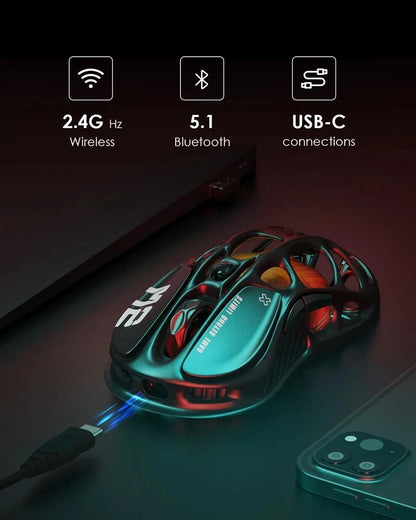 GravaStar M1/M2 Wireless Gaming Mouse – PAW3395 Sensor, 4K Polling, 26000 DPI, Magnesium Alloy Ultra-Light RGB Mouse