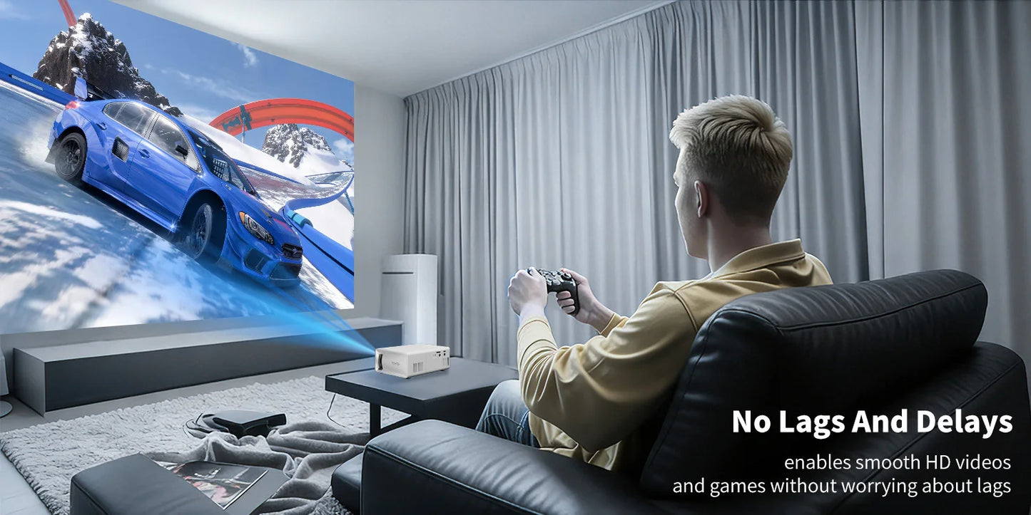 AOC Mini Projector – Full HD 1080P Portable WiFi & Bluetooth Home Theater Projector with HDMI & USB