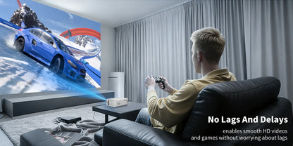 AOC Mini Projector – Full HD 1080P Portable WiFi & Bluetooth Home Theater Projector with HDMI & USB