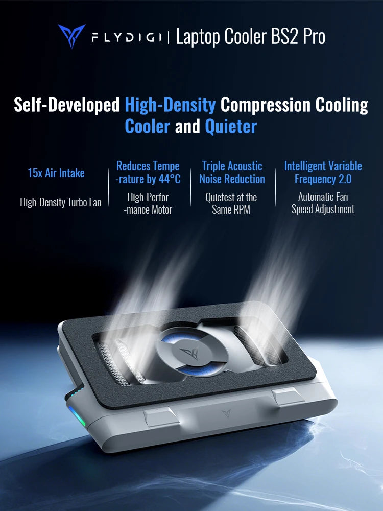 ❄️ Flydigi BS2 Pro Laptop Cooler | Overclocking Air Pressure Cooling | Dual Noise Reduction | Smart Variable Speed 💨